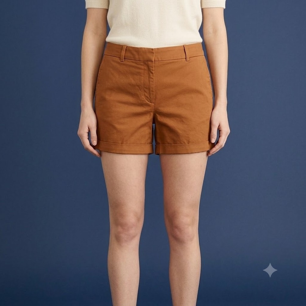 J. Crew Chino Shorts Womens 14 Mustard Amber Yellow 4" Inseam Stretch Cotton